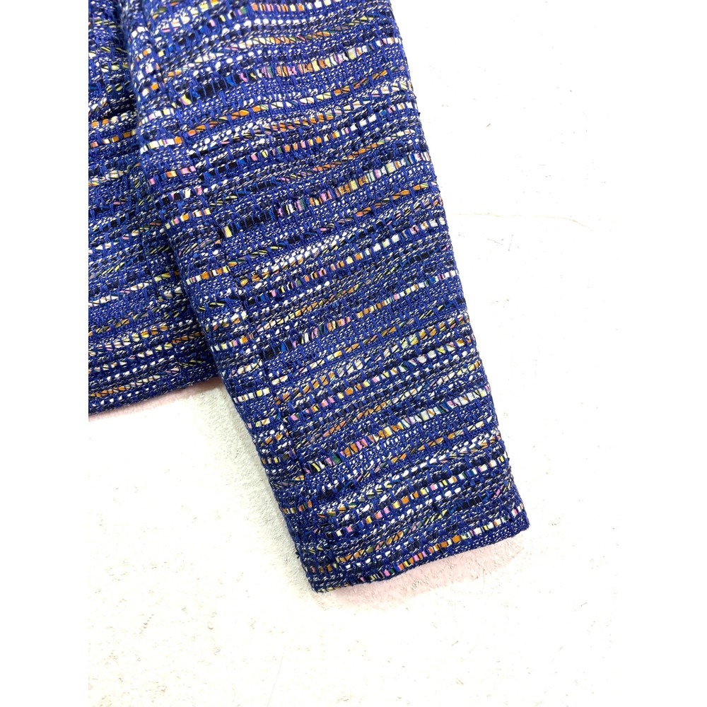 NEW J Crew Medium Royal Multi-Color Blue Boucle Tweed Rack Blazer Cropped Womens - Picture 2 of 14